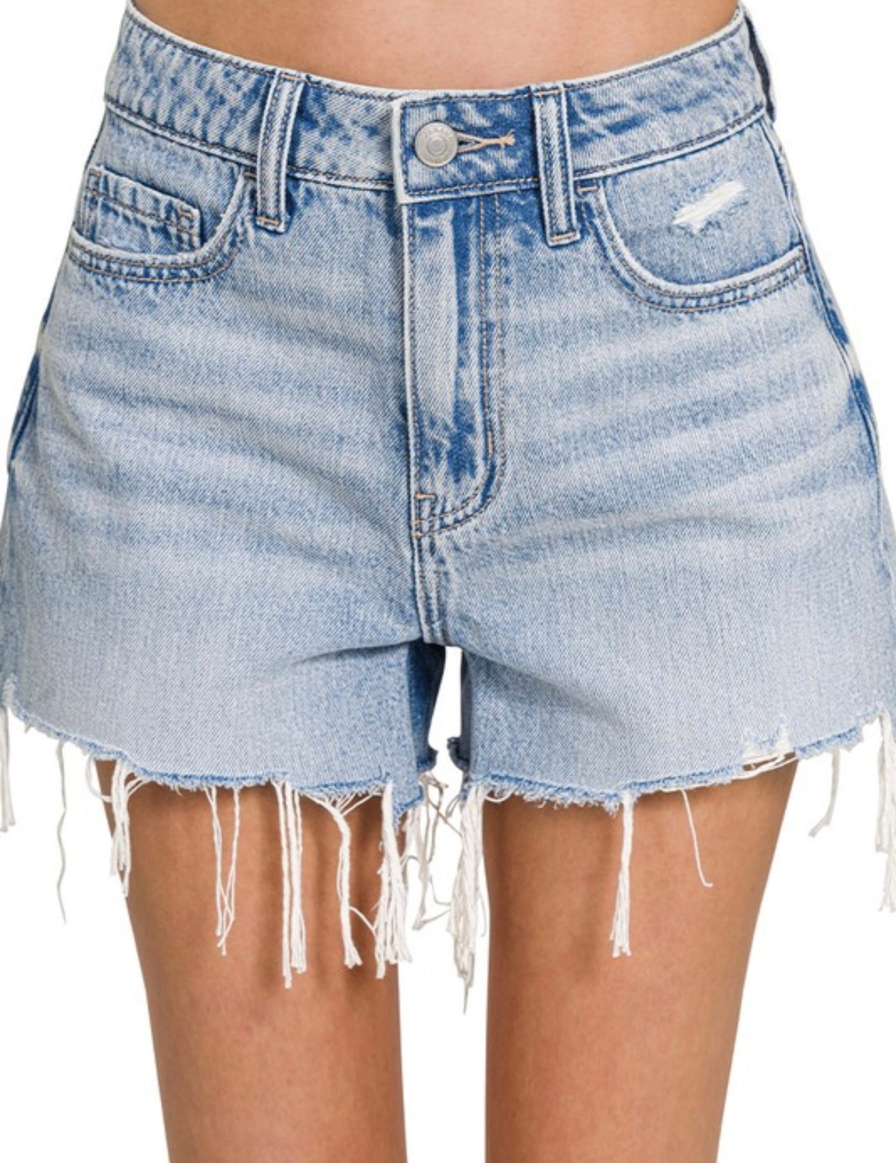 Distressed Light Washed Shorts