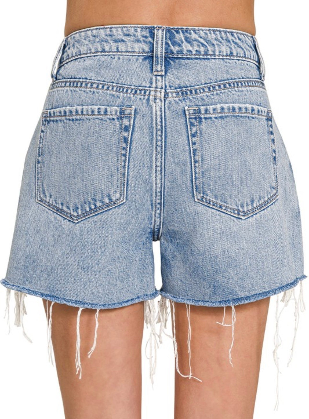 Distressed Light Washed Shorts