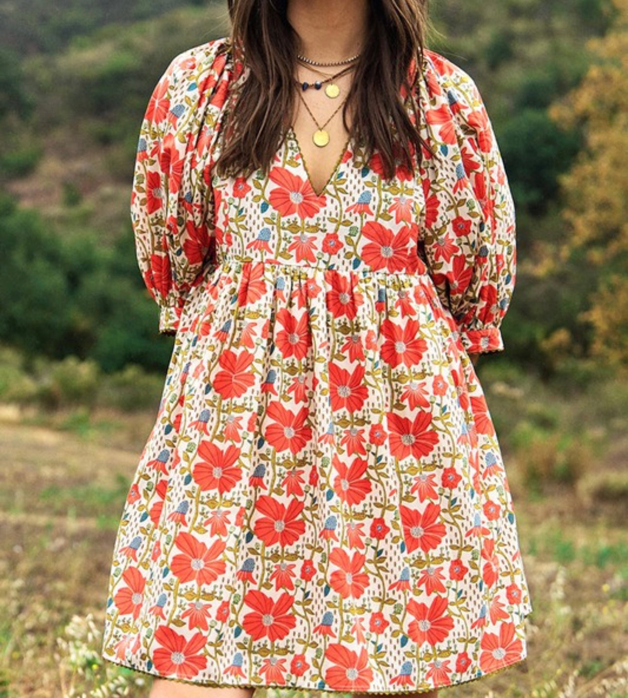 Cream Floral Dress