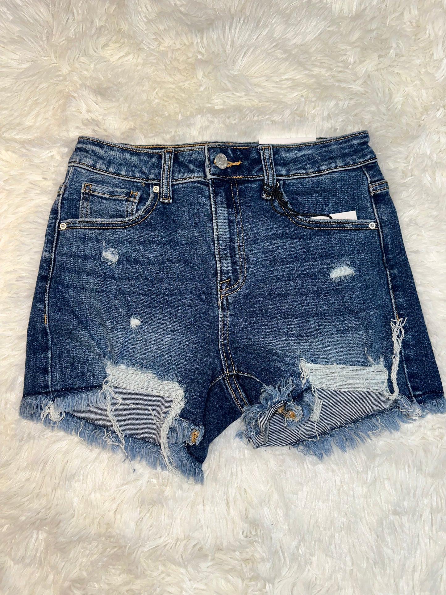 Distressed Medium Washed Shorts