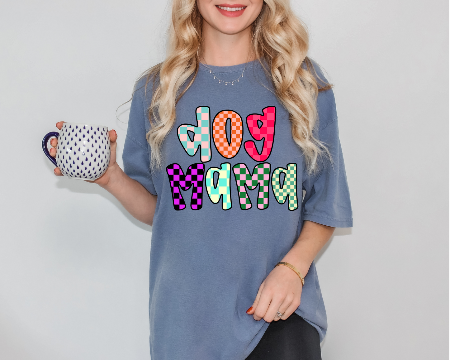Checkered Dog Mama Tee