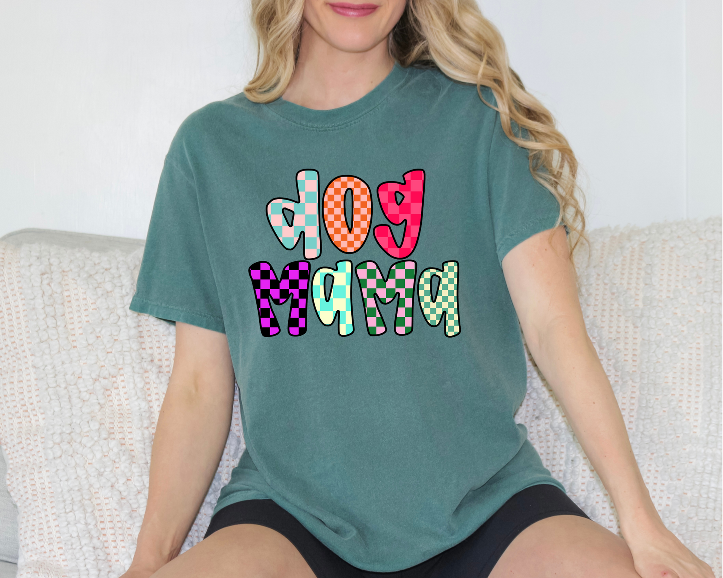 Checkered Dog Mama Tee