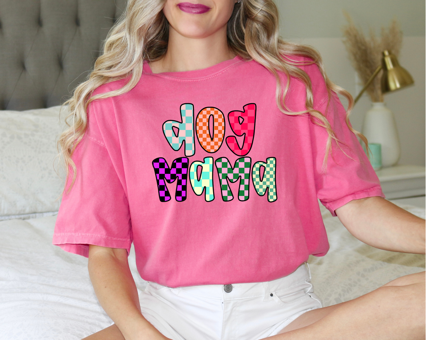 Checkered Dog Mama Tee