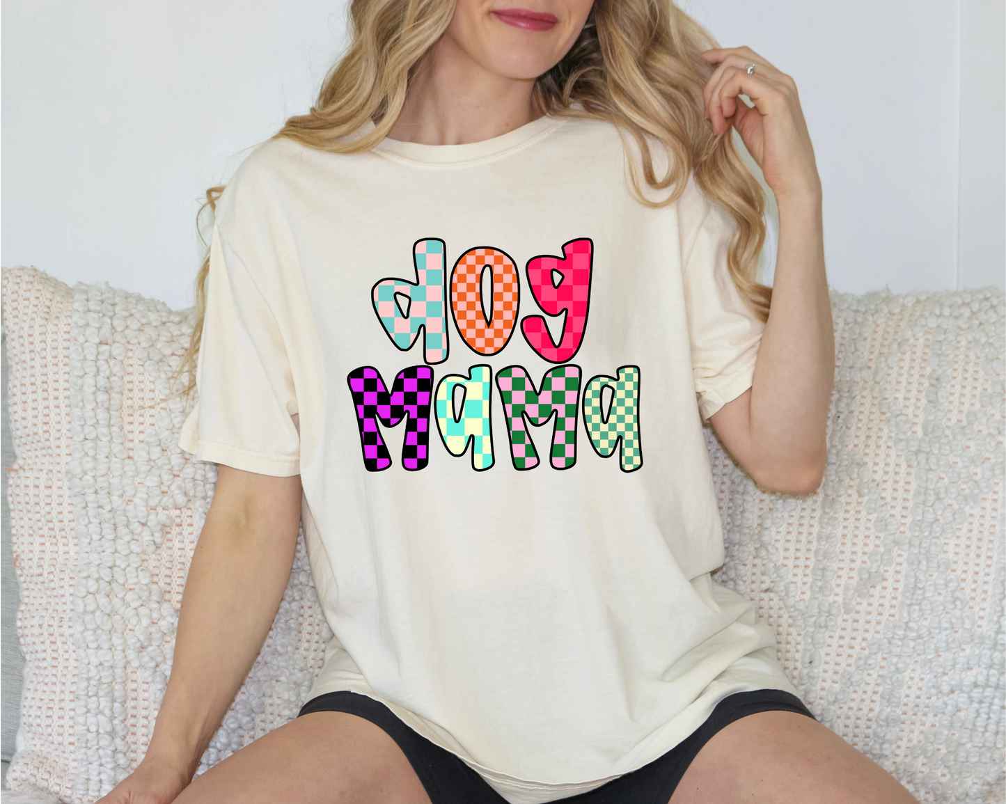 Checkered Dog Mama Tee