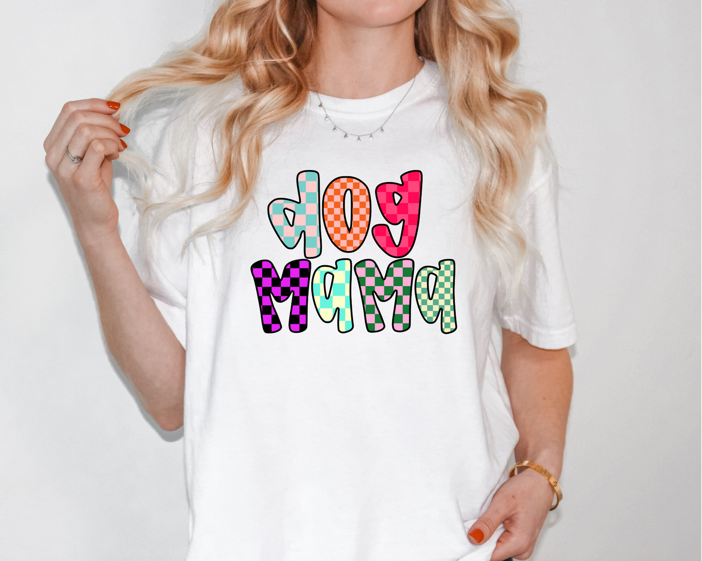 Checkered Dog Mama Tee