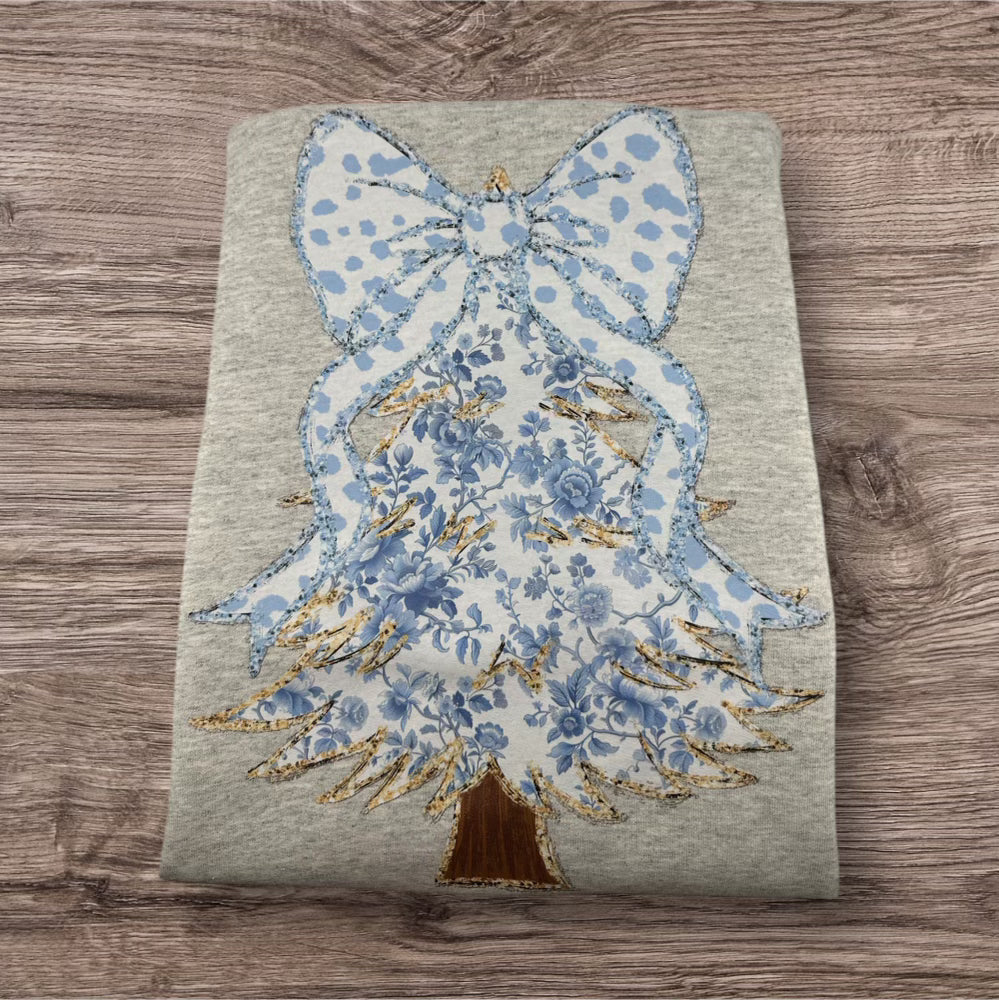 Blue and White Christmas Tree Sweatshirt