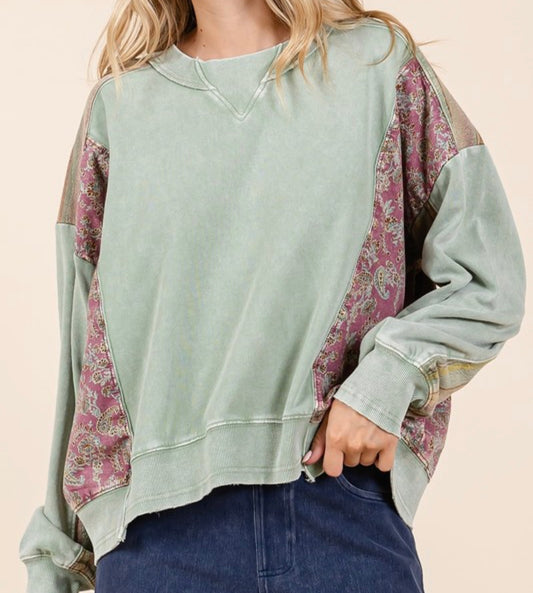 Washed Paisley Top - Sage