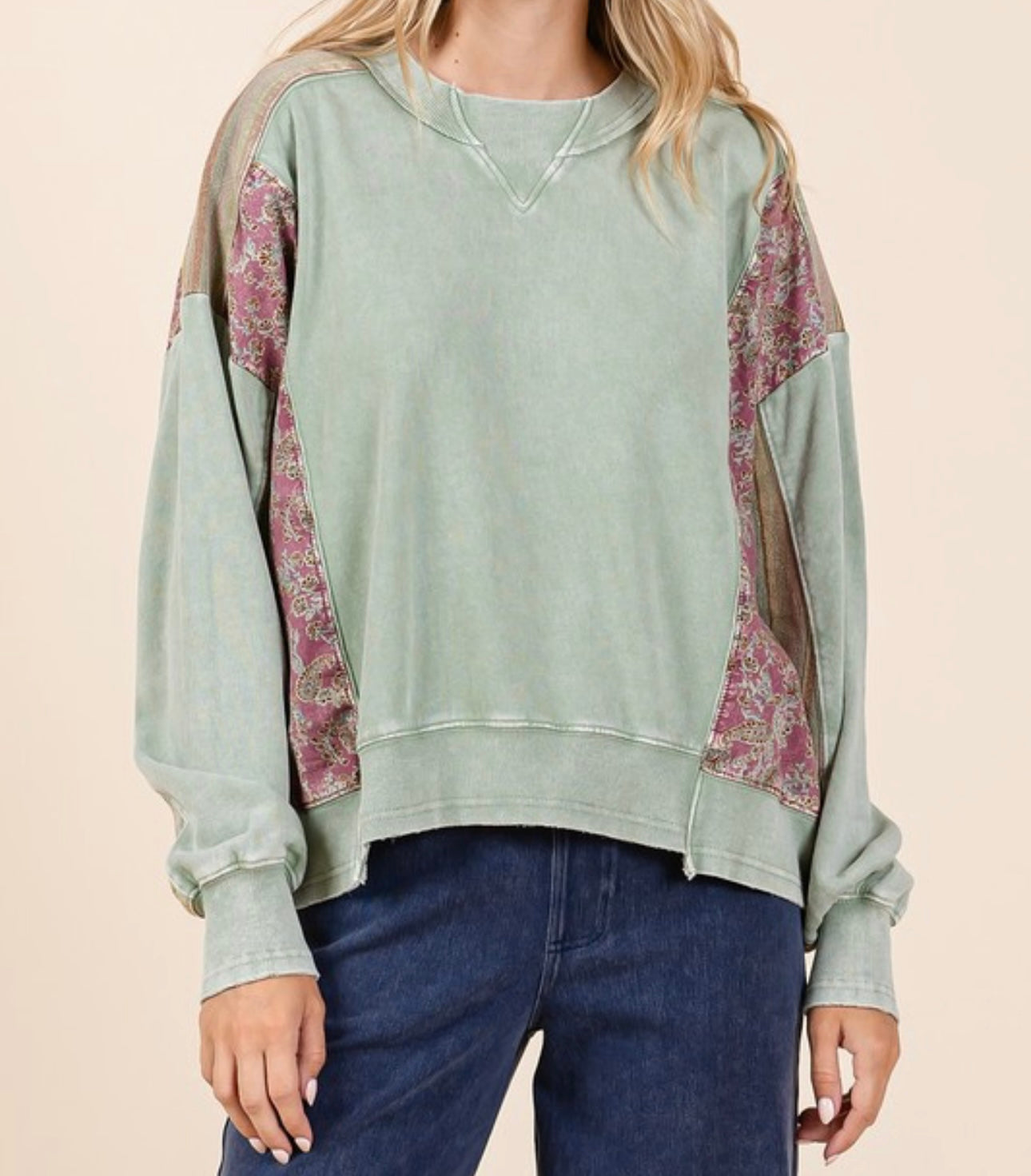 Washed Paisley Top - Sage